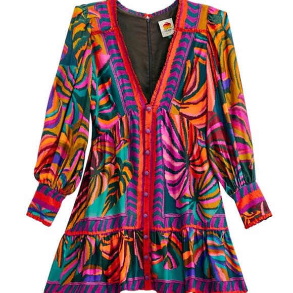 Farm Rio Graphic Foliage Long Sleeve Mini Dress I Size M I Worn only a few times - Picture 7 of 7